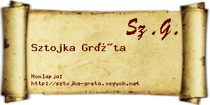 Sztojka Gréta névjegykártya